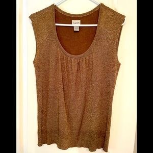 Chico’s metallic bronze sleeveless top lightweight size 1 (ladies 8)